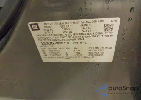 2017 Chevrolet Equinox Ls from USA, damaged, VIN 2GNFLEEK1H6266288